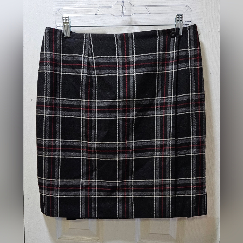 Charter Club Black and Red Plaid Pencil Skirt